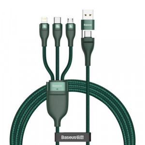 Cablu Baseus 3in1 Typ C - USB Type C / Lightning / micro USB 1,2 m verde
