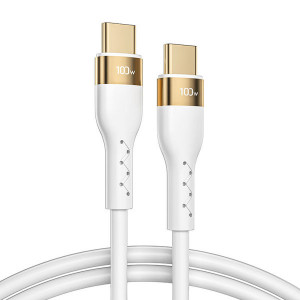 Cablu de încărcare/date Joyroom Silicon Liquid USB Tip C - USB Tip C PD 100W 1.2m alb