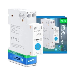 Comutotor inteligent Wi-Fi Nous D3T DIN 25A cu Tasmota (1 canal, cu PM, ESP32)