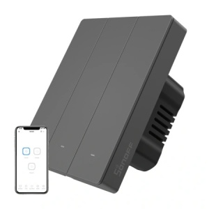 Întrerupător de perete inteligent SONOFF M5-3C-80 3 canale cu conexiune WiFi Meter