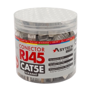Mufa RJ-45 FTP Cat.5e, ecranata, 50Âµ (100 buc) RJ45M-CAT5E-50U-JAR