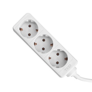 Prelungitor 1.5 metri cu 3 Schuko, Cablu 3x 1mm, Culoare Alb, Putere 3680W 10A, TED Electric TED000569