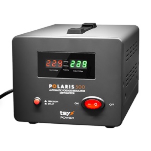 Regulator de tensiune cu servomotor, 500VA, tensiune la intrare 150-260V, delay 6-180s AVR-POLARIS-500VA