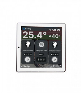 Shelly Wall Display Wi-Fi + Bluetooth comutator de perete cu ecran tactil și panou de control, alb
