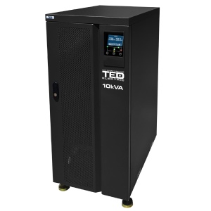 UPS 10KVA 9000W Online cu Dubla Conversie Trifazat Monofazat 3/1, Management si Ecran LCD, Utilizeaza 16x Acumulator 12V 9Ah, TED Electric TED001993