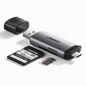 Adaptor USB/USB-C + cititor de carduri microSD - UGREEN