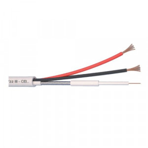 Cablu Microcoaxial + alimentare 2x0.5, Cupru 100%, 100m MCX75-2x0.5