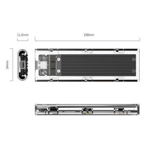 Carcasă SDD M.2 Orico, NVME, USB-C 3.1 Gen.2, 10 Gbps (negru)