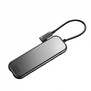 HUB Baseus Type-C la 3xUSB 3.0+4K/HD+RJ45+PD Adapter pentru MacBook / PC Dark Grey (CAHUB-DZ0G)