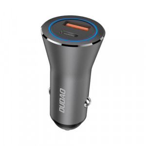 Încărcător rapid auto Dudao USB tip C (PD) + USB QC5.0 45W gri (R4MAX gri)