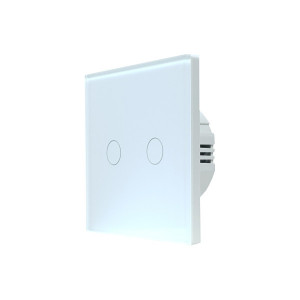 Intrerupător de lumină cu 2 canale WiFi+RF SmartWise T4 EU 4C UNI (R3), alb, fara nul