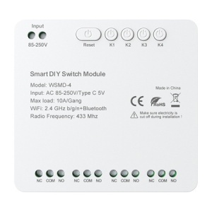 Releu cu 4 canale WiFi si Bluetooth Avatto WSMD-4 85-250V