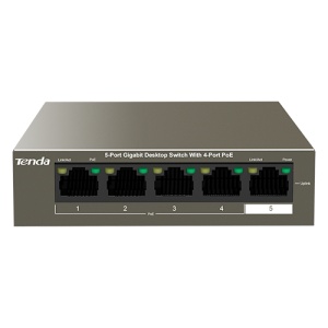 Switch 4 porturi Gigabit PoE, 1 port Uplink Gigabit - Tenda TND-TEG1105P-4-63W