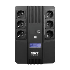 UPS TSY Power, 600VA/360W, LCD, AVR-repornire automata, Management, 6 x Schuko, 2 x RJ45, 1 X USB type B TSY-D-0K6-LCD