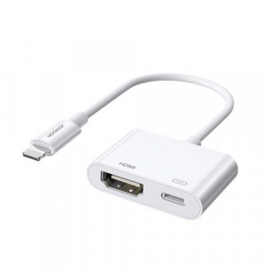 Adaptor Joyroom Lightning (tata) la HDMI digital (mama) + Lightning (mama) FullHD 1080p 60Hz alb