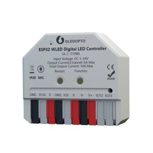 Controler LED digital Gledopto ESP32 Mini WLED – RGBIC Wi-Fi, 5V-24V DC, firmware WLED, cu microfon (GL-C-310WL)