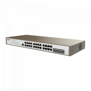 Switch 24 porturi Gigabit, 4 porturi SFP Gigabit, 1 port RJ45 consola, Management, 1U - IP-COM PRO-S24