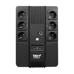 UPS TSY Power, 600VA/360W, LED, AVR-repornire automata, Management, 6 x Schuko, 2 x RJ45, 1 X USB type B TSY-D-0K6-LED