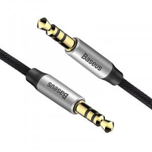 Cablu mini jack audio 3.5 mm AUX Baseus Yiven 1.5m negru + argintiu