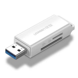 Cititor de carduri de memorie UGREEN CM104 SD / microSD USB 3.0 (alb)