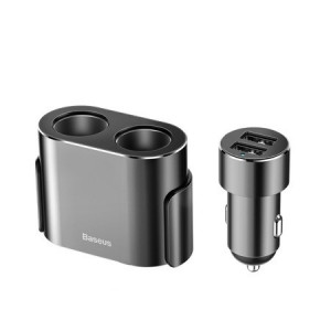 Incarcator auto splitter priză pentru brichetă Baseus 2xUSB 3,1A 100W (negru)