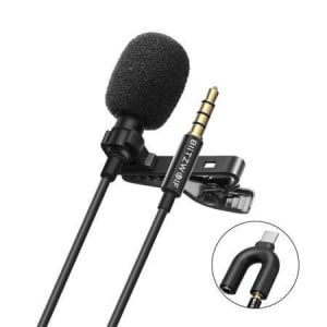 Microfon lavaliera Blitzwolf BW-CM1 cu clemă, AUX, USB-C, 1,5 m