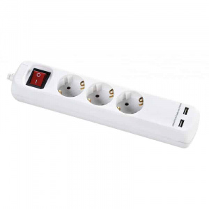 Prelungitor cu 3 prize CEE7/3 cu protect