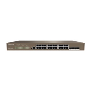 Switch 24 porturi PoE Gigabit, 4 porturi SFP Gigabit, 1 port consola,1U, L3 Management - IP-COM G5328P-24-410W