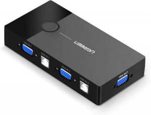 Switch KVM UGREEN Adaptor video VGA cu 2 porturi 2 în 1 (negru)