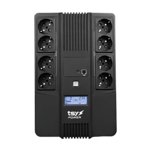 UPS TSY Power, 1000VA/600W, LCD, AVR-repornire automata, Management, 8 x Schuko, 2 x RJ45, 1 X USB type B TSY-D-1K0-LCD