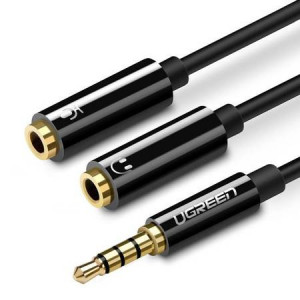 Cablu adaptor spliter 3.5mm Tată la Dual 3.5mm mama (negru)