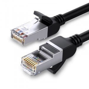 Cablu de retea UGREEN cu mufe metalice, Ethernet RJ45, Cat.6, UTP, 3m (negru)