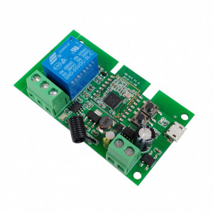 Comutator cu releu inteligent SmartWise 5V-32V, 1 canal, cu contact uscat și comutator momentan, Zigbee + RF