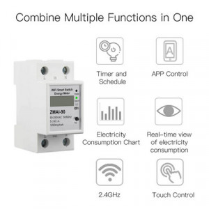 Comutator/releu WiFi cu monitorizare consum 5-60A TUYA