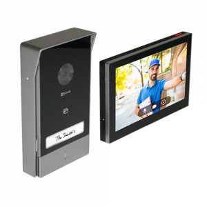 Kit interfon video inteligent EZVIZ, rezolutie 2k, monitor TFT 7 inch, instalare pe 2 fire, RFID, comenzi poarta/usa, SDcard, Wi-Fi, IR CS-HP7-2k