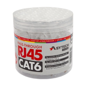 Mufa RJ-45 UTP Cat.6 EZ Passthrough, 50Âµ (100 buc) RJ45-CAT6-EZ-50U-JAR