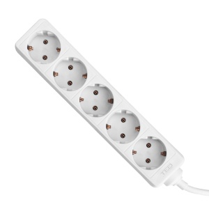 Prelungitor 5 metri cu 5 Schuko, Cablu 3x 1.5mm, Culoare Alb, Putere 3680W 16A, TED Electric TED001887
