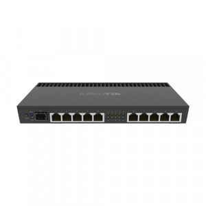 Router 10 x Gigabit, 1 x SFP+ 10Gbps, 1 x PoE, RouterOS L5, 1U - Mikrotik RB4011iGS+RM