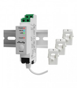 SHELLY PRO 3EM + 3X CLEME 120A - Contor de energie trifazic (WIFI)