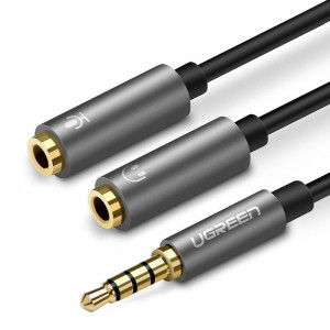 Spliter UGREEN 3.5mm tată la dual 3.5mm mama (gri închis)