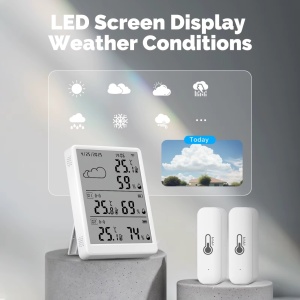Stație meteo Wi-Fi Moes WSS-TH210-MS Tuya cu senzori