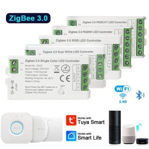 Controler LED Zigbee 3.0 RGBCCT pentru benzi LED de 5–24 V