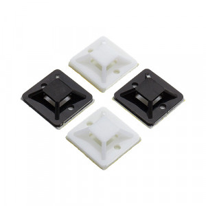Suport plastic prindere coliere ALB, 19x19 mm, autoadeziv, 100 buc PYK-1