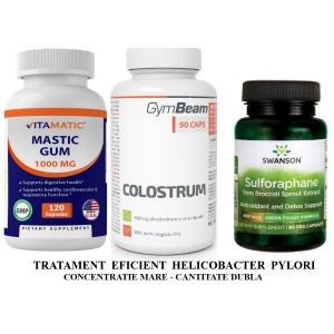 Tratament Naturist Helicobacter Pylori Eficient Surse Naturale Brocoli Sulforaphane Mastic Gum Colostrum - Natural 2 Luni
