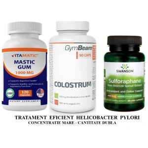 Tratament Naturist Helicobacter Pylori Eficient Surse Naturale Brocoli Sulforaphane Mastic Gum Colostrum - Natural 2 Luni