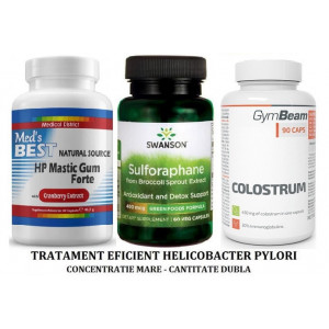 Tratament Naturist Helicobacter Pylori Eficient Surse Naturale Brocoli Sulforaphane Mastic Gum Colostrum - Natural 2 Luni - Img 1