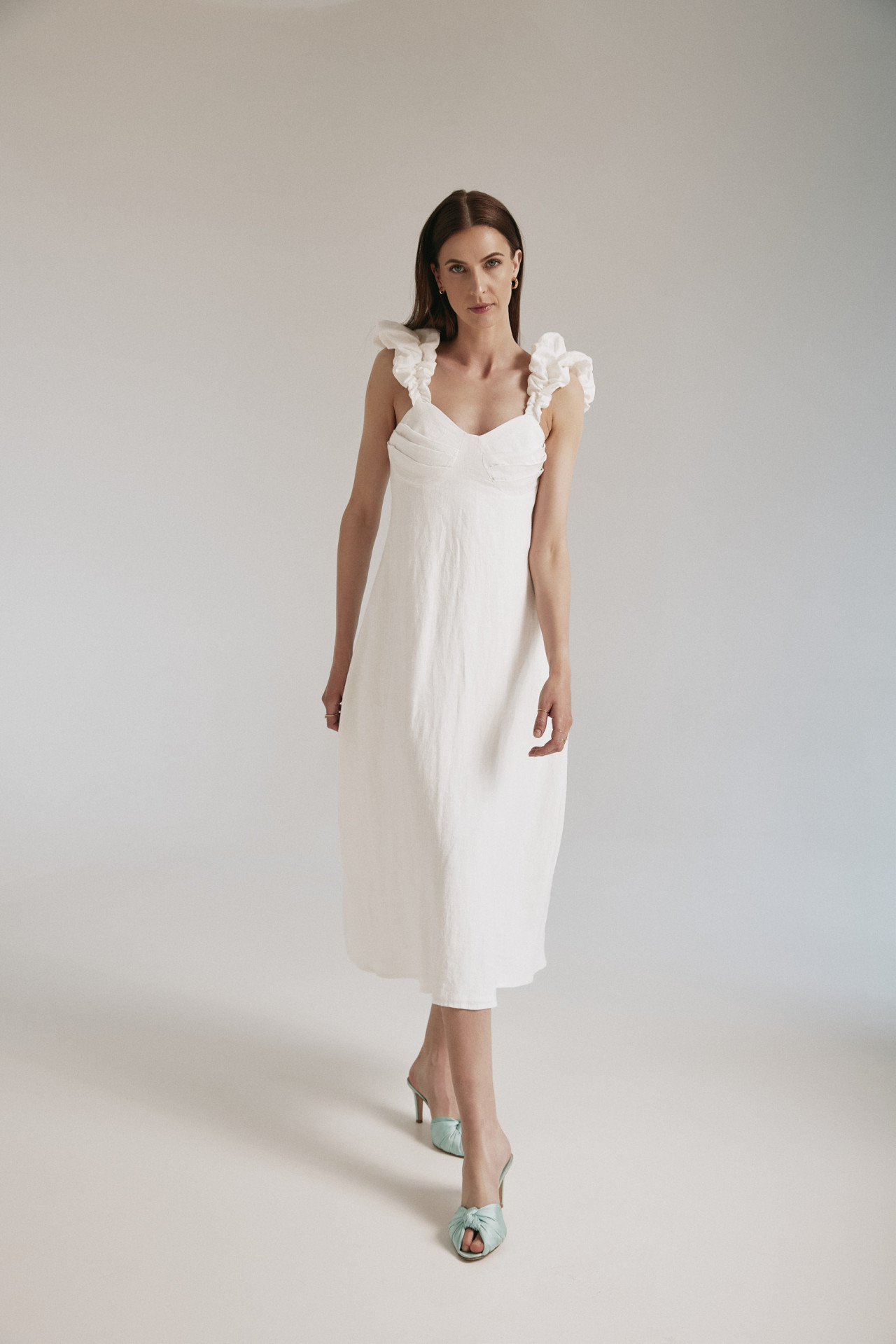 FIORE DI LINO / Rochie midi din in cu croi lejer