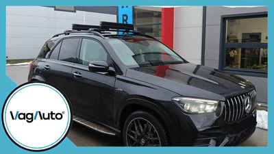 MERCEDES BENZ GLE - cu bare longitudinale despartite de plafon - montaj bare Thule WingBar Edge Negre și Suport schiuri Thule SnowPack Extender Negru