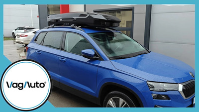 SKODA KAROQ - cu bare longitudinale despartite de plafon - montaj cutie Thule Motion 3 Low și bare Turtle Air