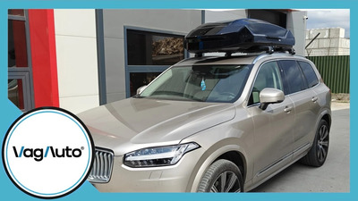 VOLVO XC90 - cu bare longitudinale lipite de plafon - montaj cutie Thule Motion 3 + bare Thule Wingbar Edge